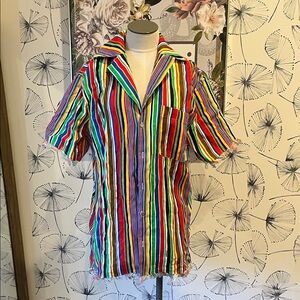 SIMON MILLER Zeem Striped Linen Button Up Shirt Women's M Multi Short Sleeve NWT